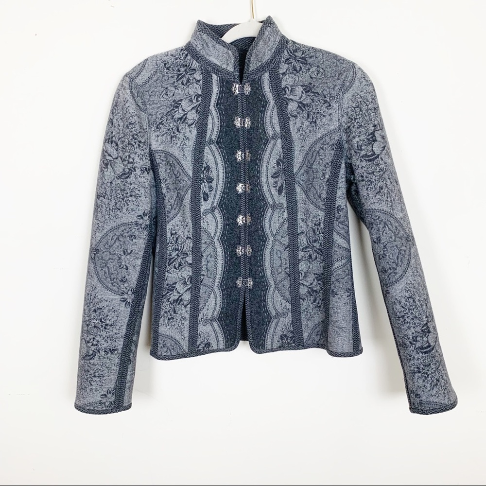Elie Tahari Grey Wool & Silk Blazer Size Medium